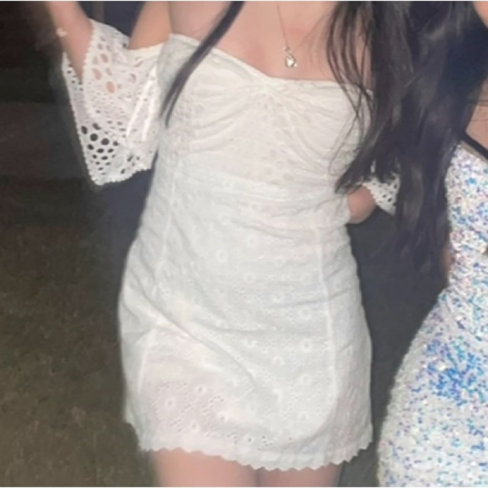 White off the shoulder mini dress